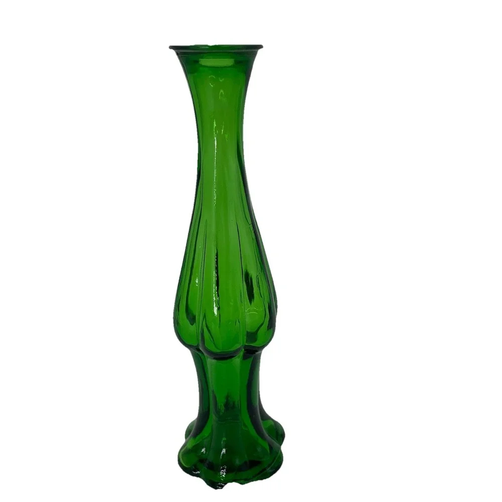 Avon Vintage Emerald Green Glass Bud Vase Cologne Bottle Empty 8